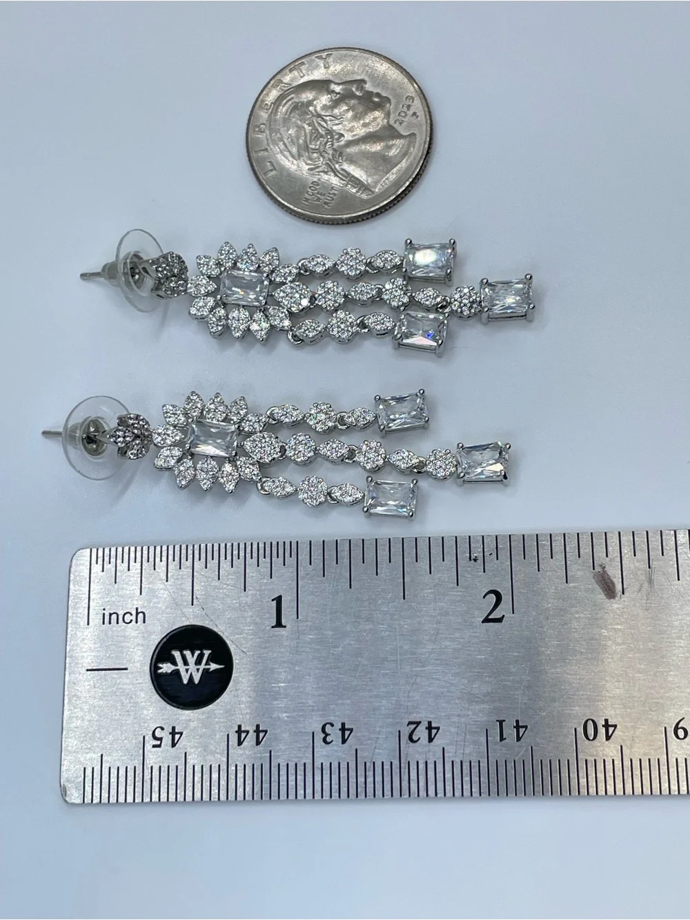 Swarovski Crystal Elements White Crystal Statement Dangle Bridal Earrings Formal